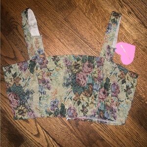 Dolls Kill Floral Tapestry Crop Top
